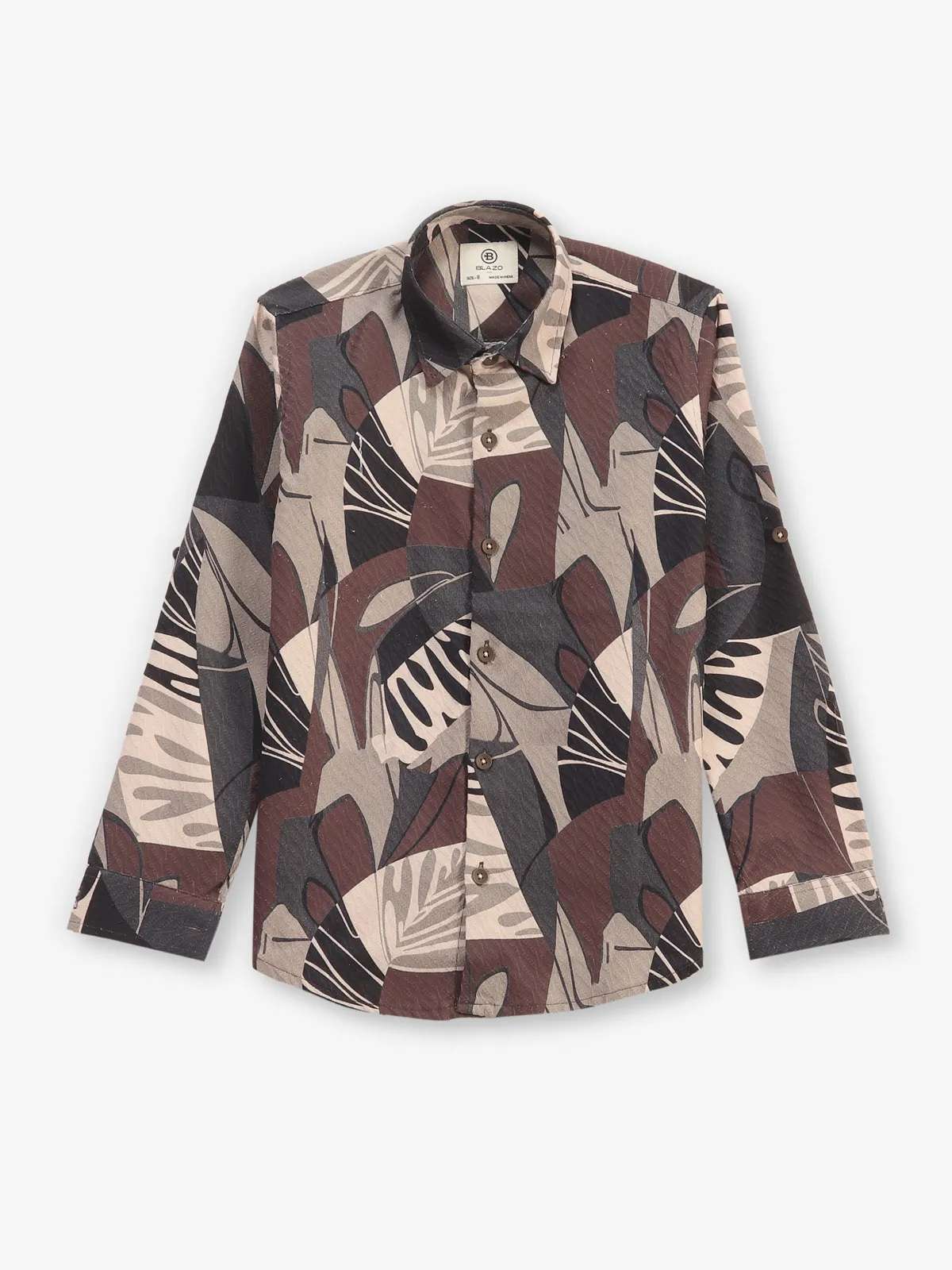BLAZO printed brown cotton shirt
