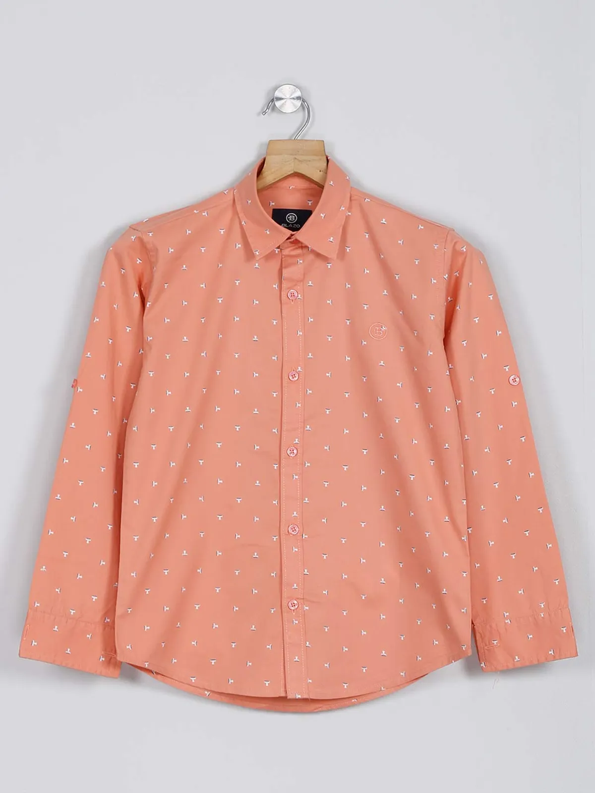 Blazo printed casual peach casual shirt