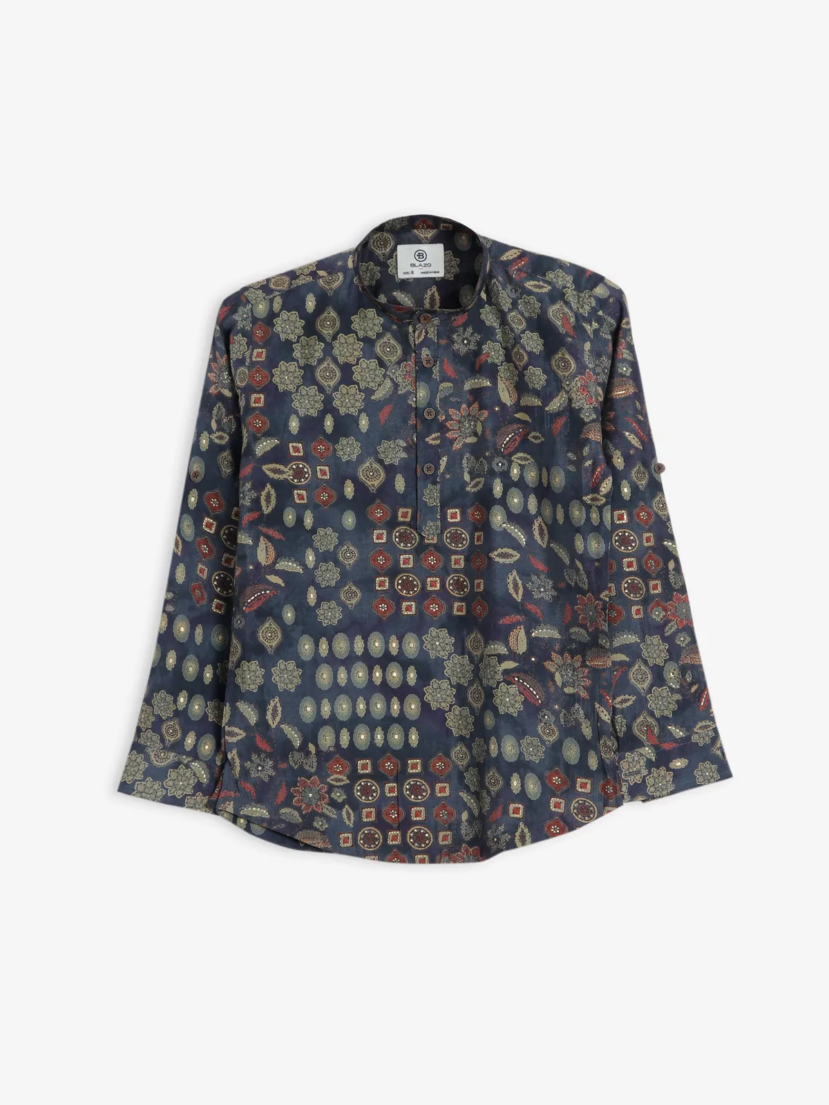 Blazo printed cotton navy shirt