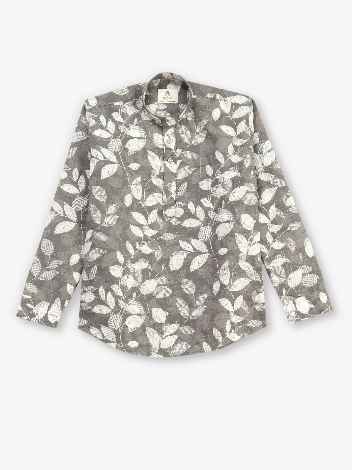 BLAZO printed grey kurta style shirt