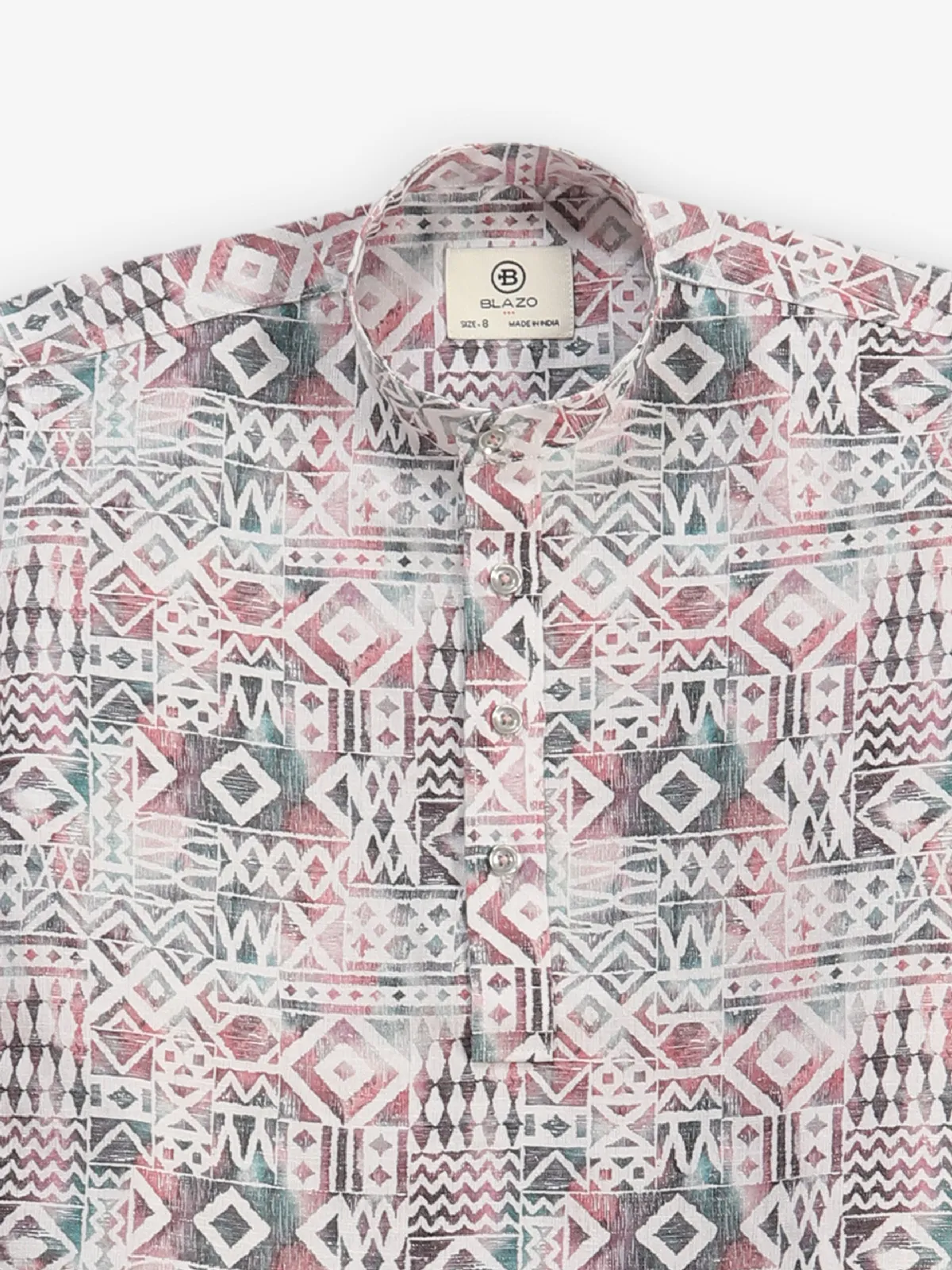 BLAZO printed white cotton kurta style shirt