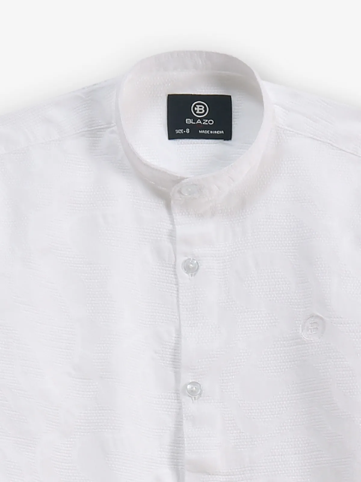 BLAZO white texture cotton shirt