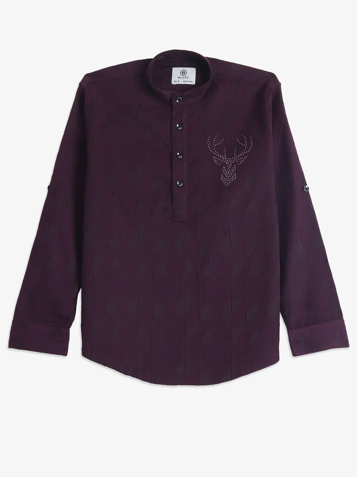 BLAZO wine plain kurta style shirt