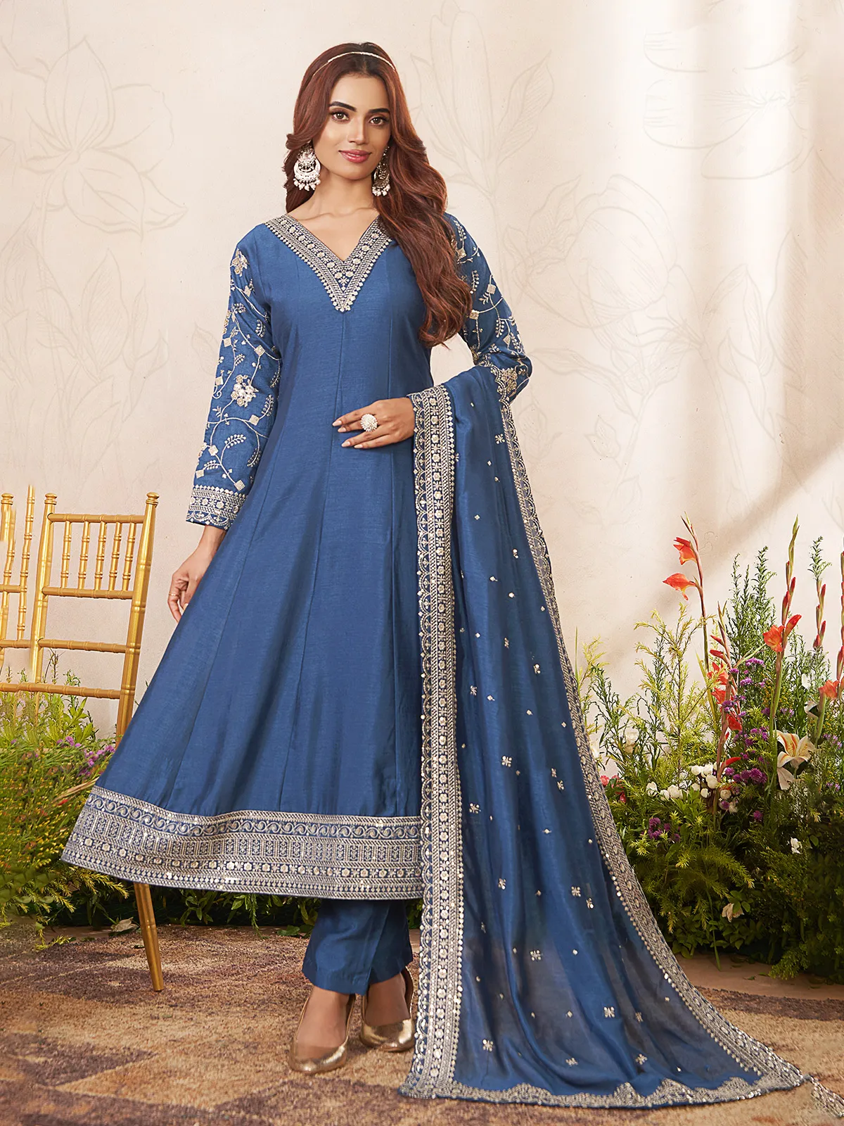 anarkali dress blue Neha Bhandari Teal Blue Anarkali Gown for Special Occasions