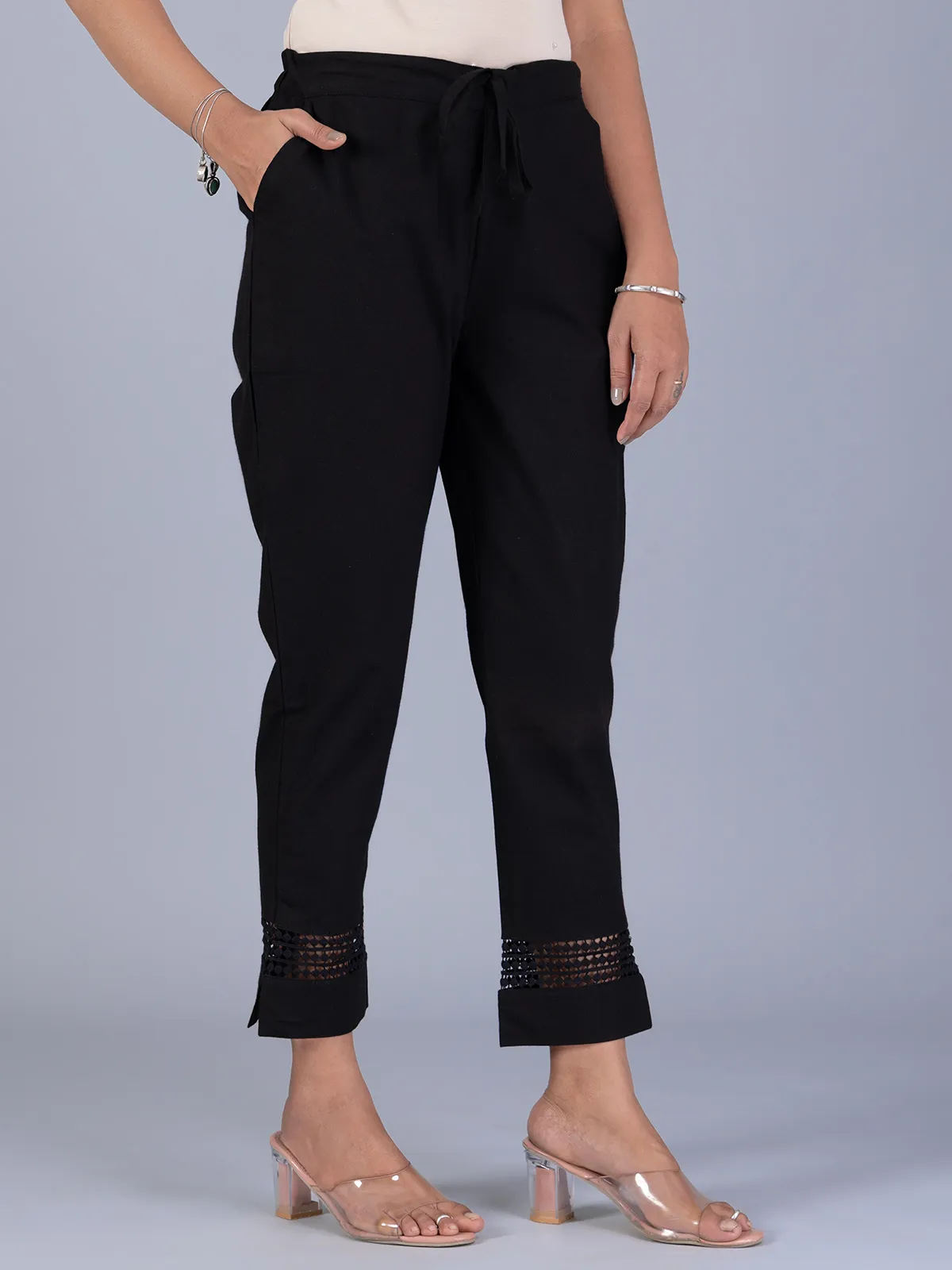 Black cotton pant for casual