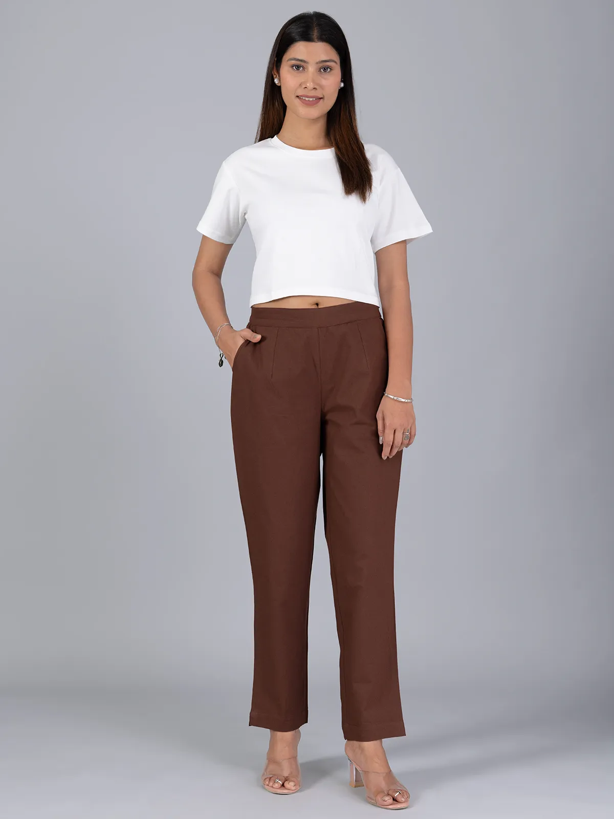 Brown casual wear cotton pant