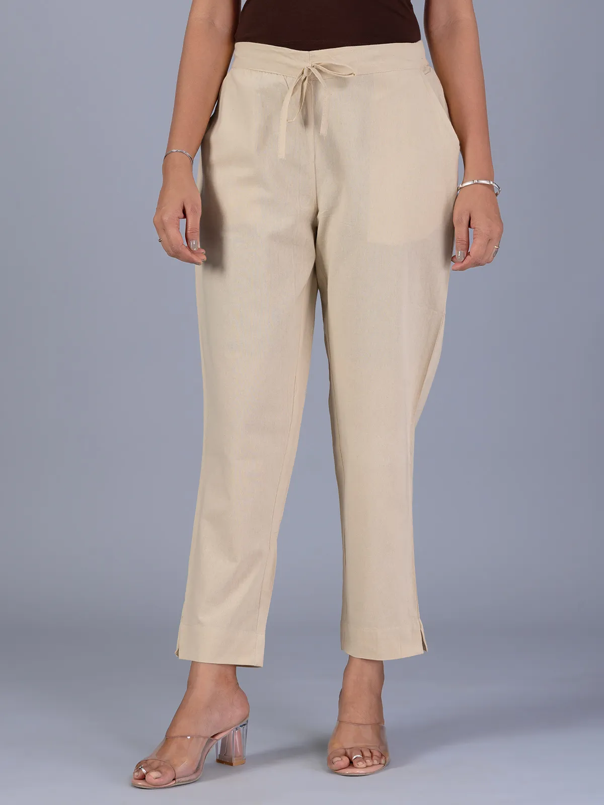 Cotton beige pant for casual wear