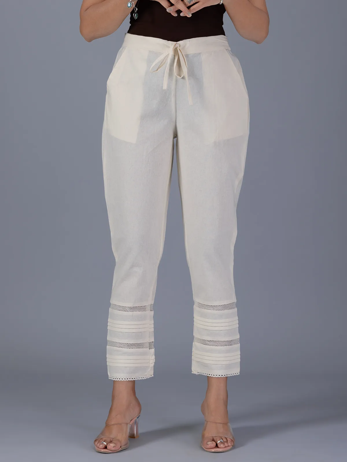 Cotton cream casual pant