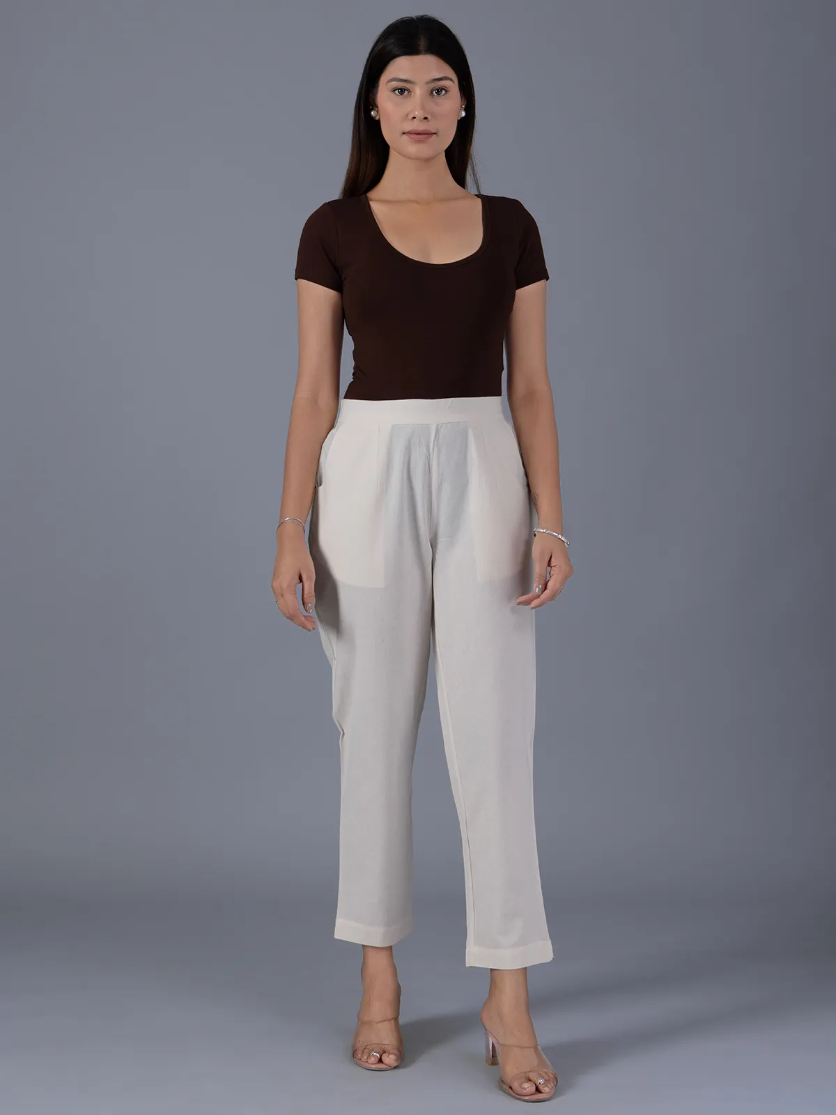 BOOM cream cotton women pant