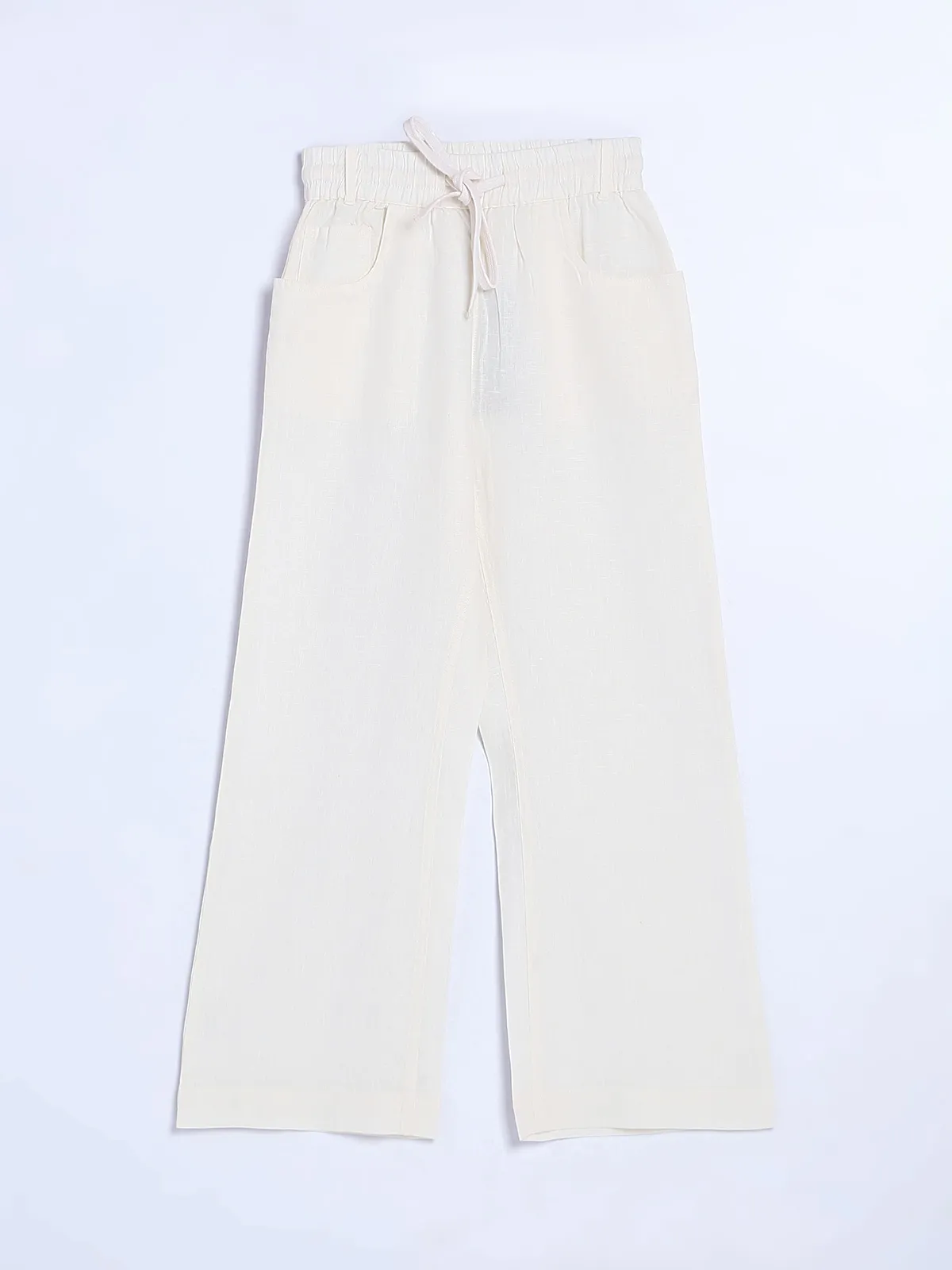 Boom white cotton ankle length pant