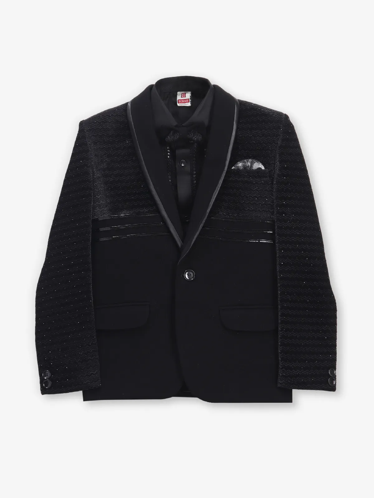 Boys black terry rayon coat suit