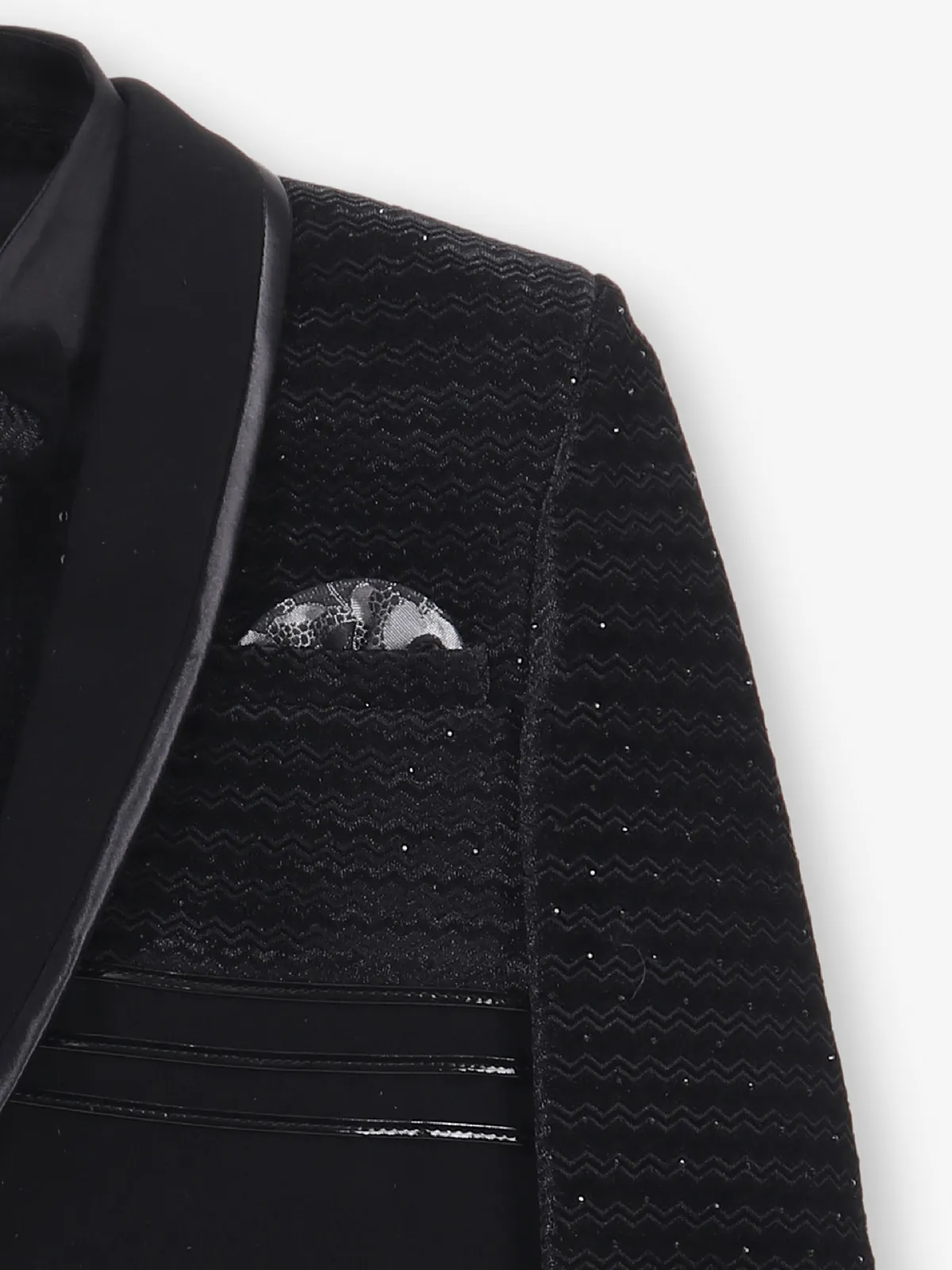 Boys black terry rayon coat suit