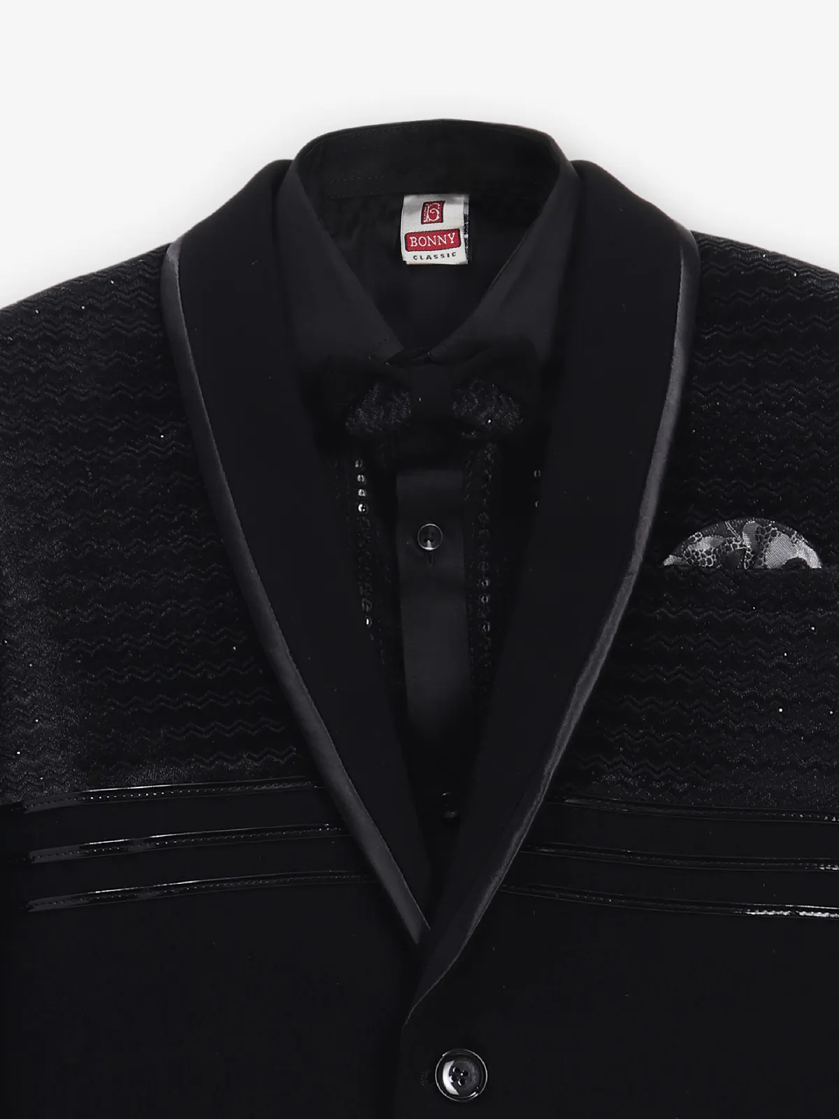 Boys black terry rayon coat suit
