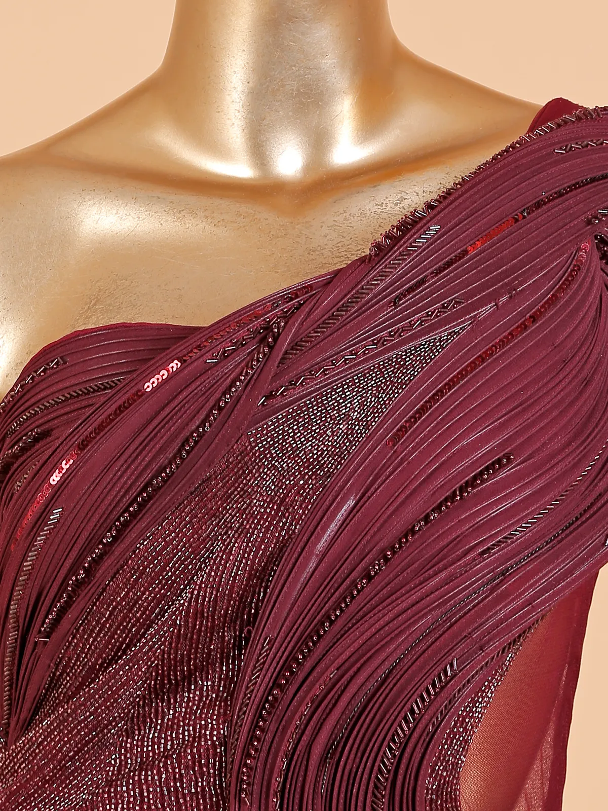 Brautiful maroon designer gown