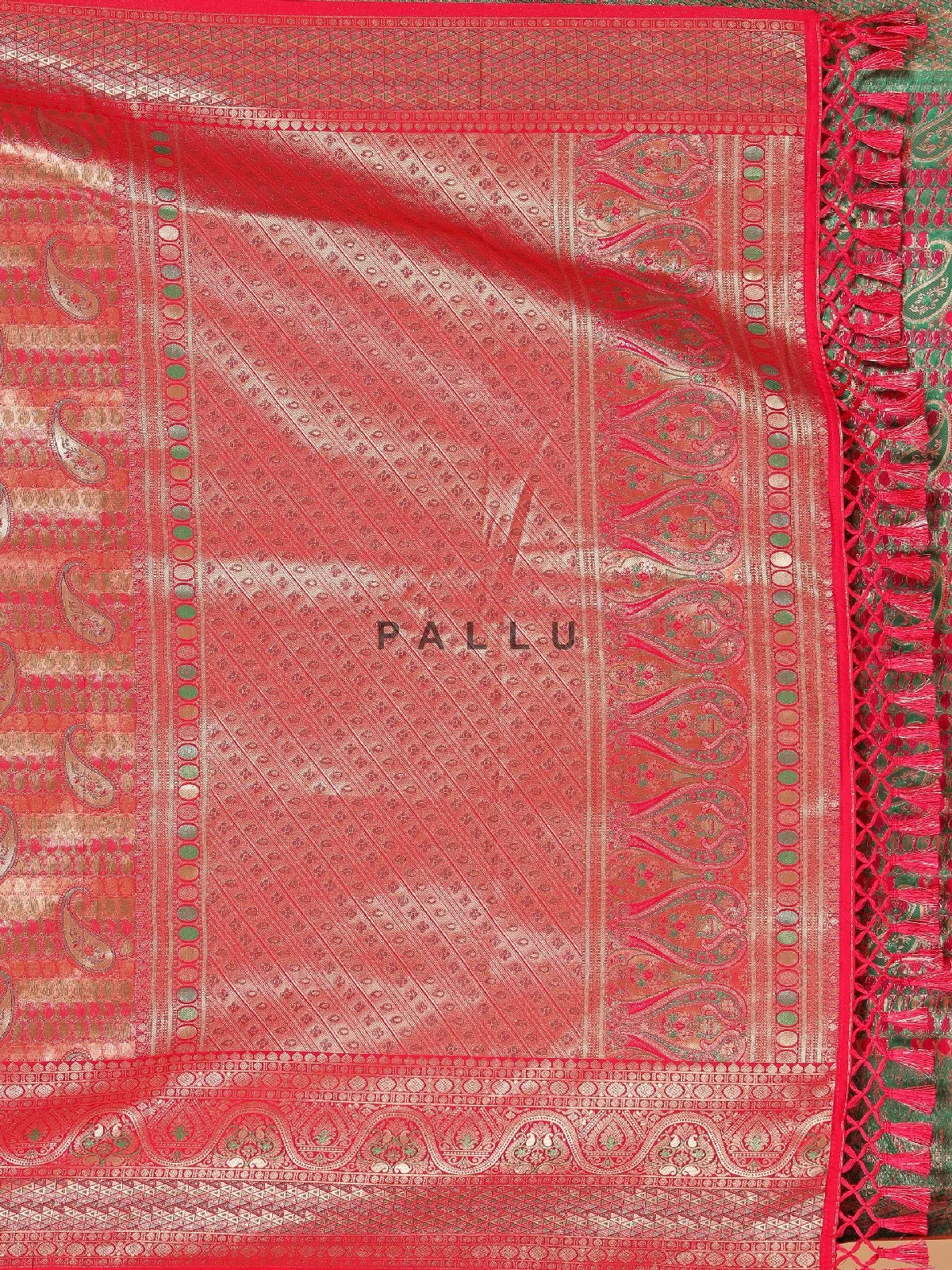 Bright pink silk thread and zari weave saree