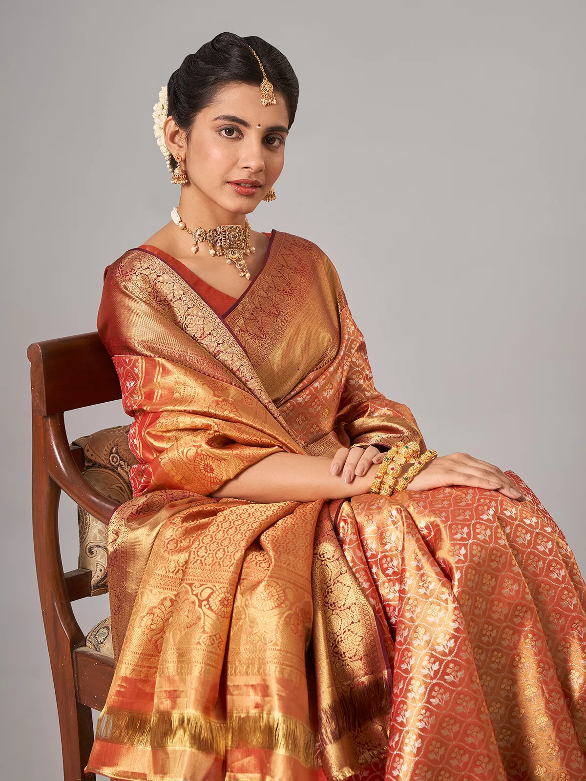 Brown kanjivarm silk saree