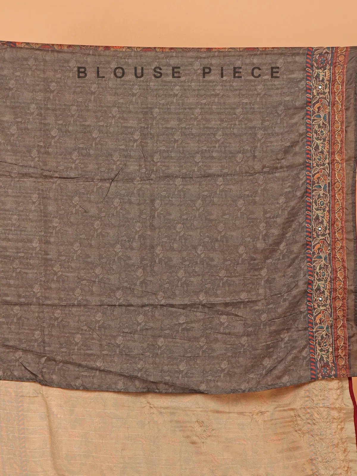 Brown printed saree in cotton silk