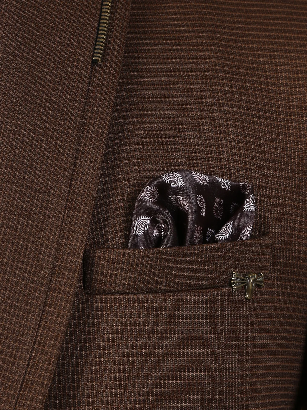 Brown terry rayon textured blazer