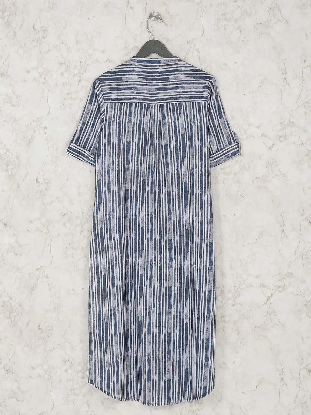 Casual blue cotton striped long casual kurti