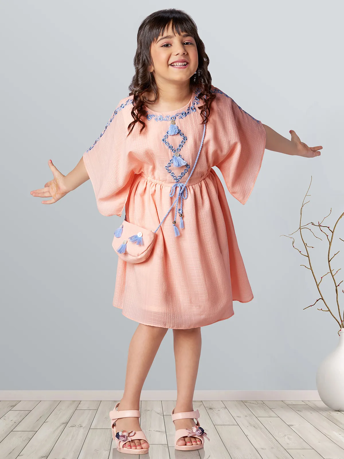 sachin and babi light blue dress Regular Fit Casual Dress Peach price in Saudi Arabia | Noon Saudi Arabia