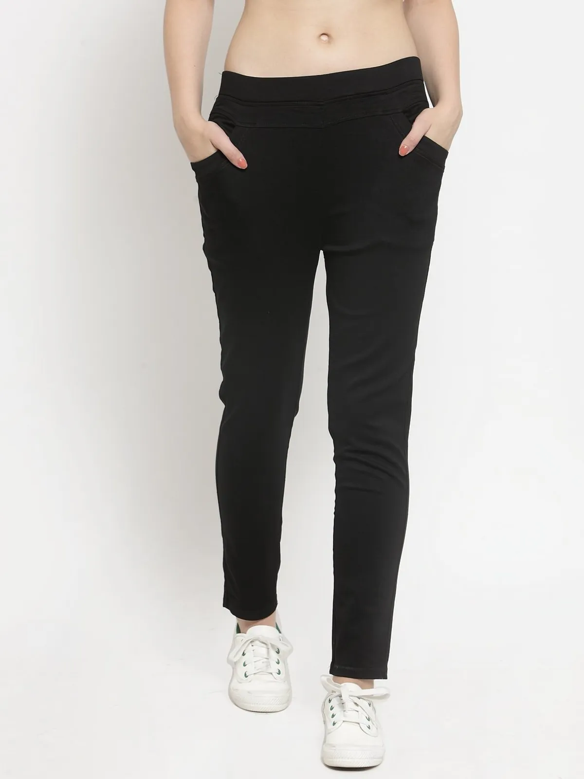 Casual wear black solid jeggings