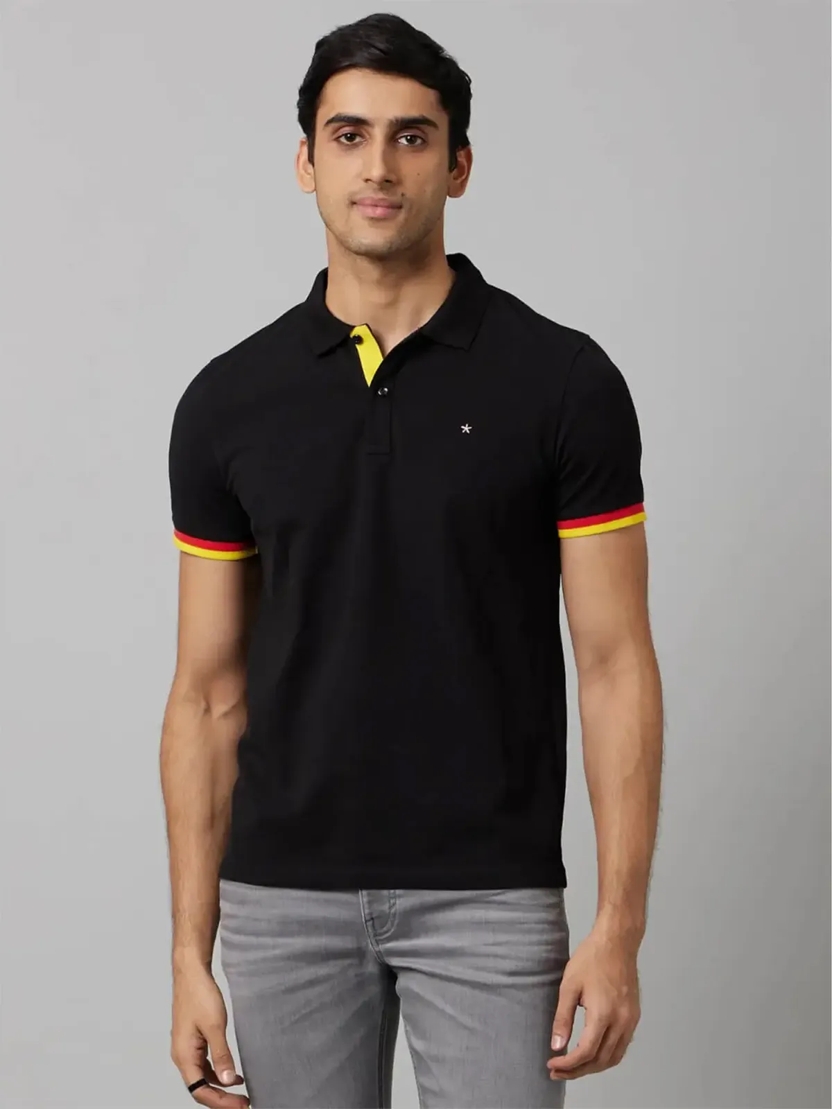 Celio black cotton polo t shirt