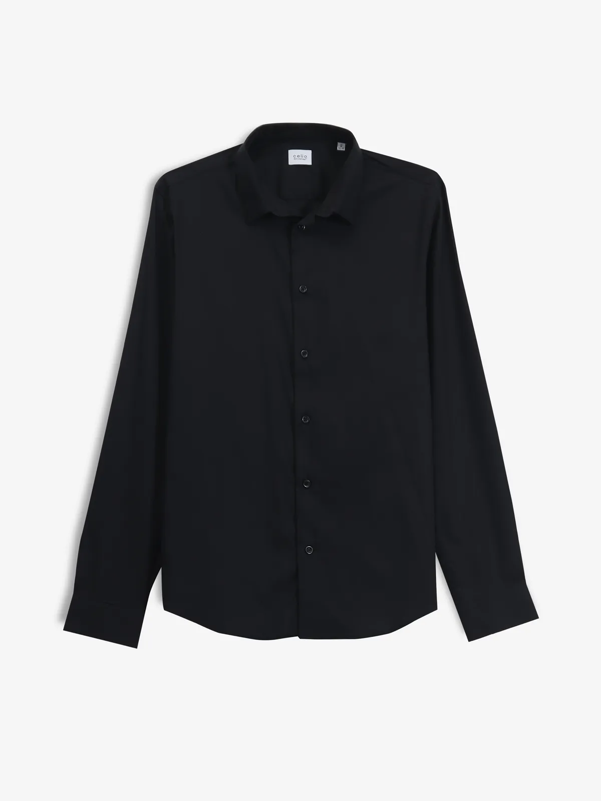 CELIO black plain cotton casual shirt