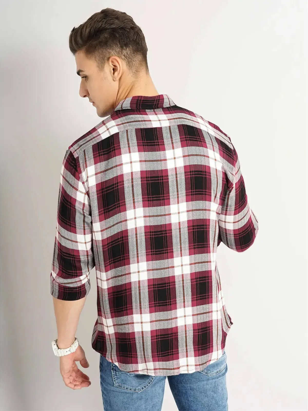 Celio dark pink checks shirt