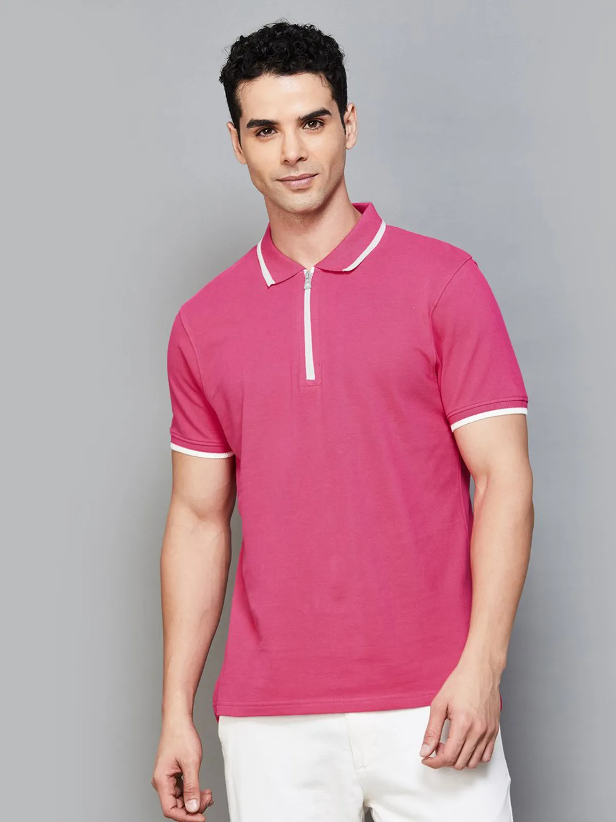 Celio dark pink cotton t-shirt