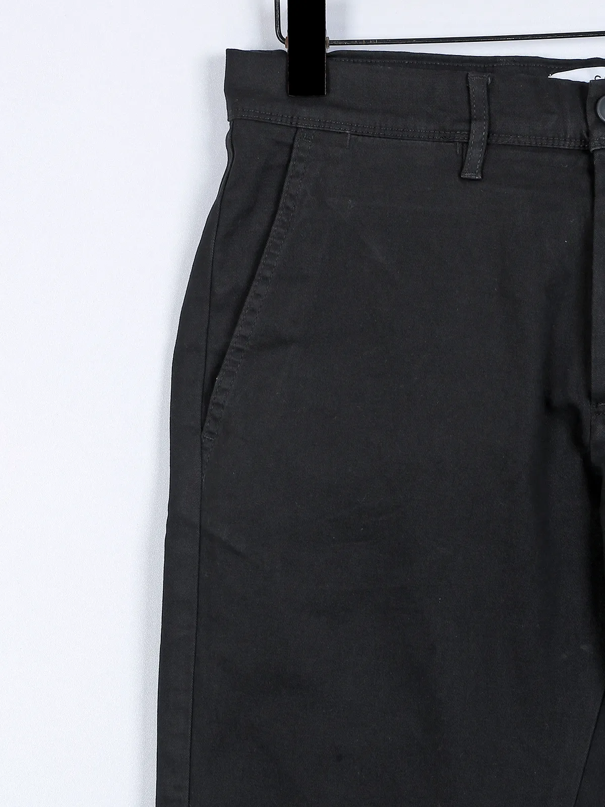 Celio formal wear black solid cotton trouser