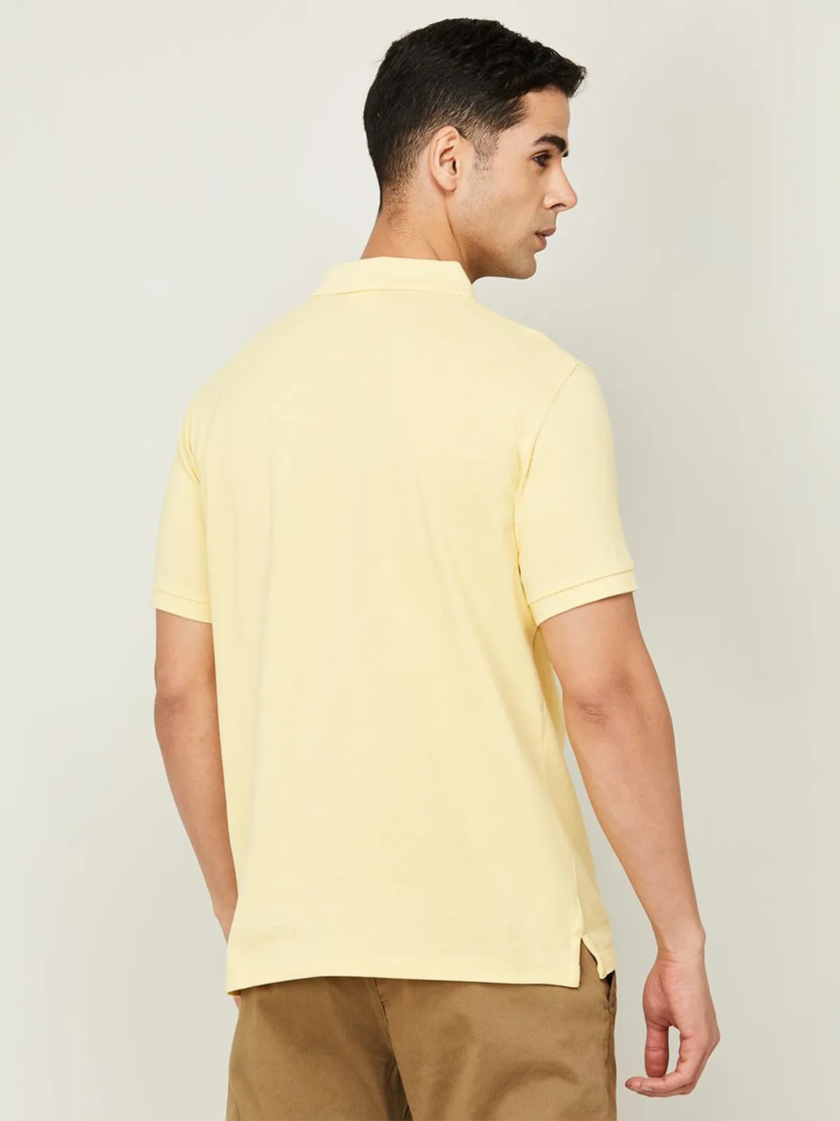 Celio light yellow plain t shirt