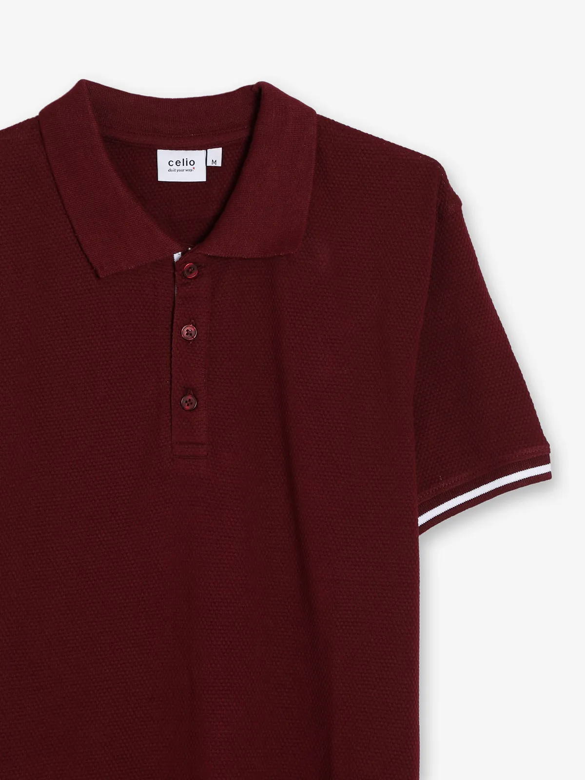 Celio maroon plain polo t shirt