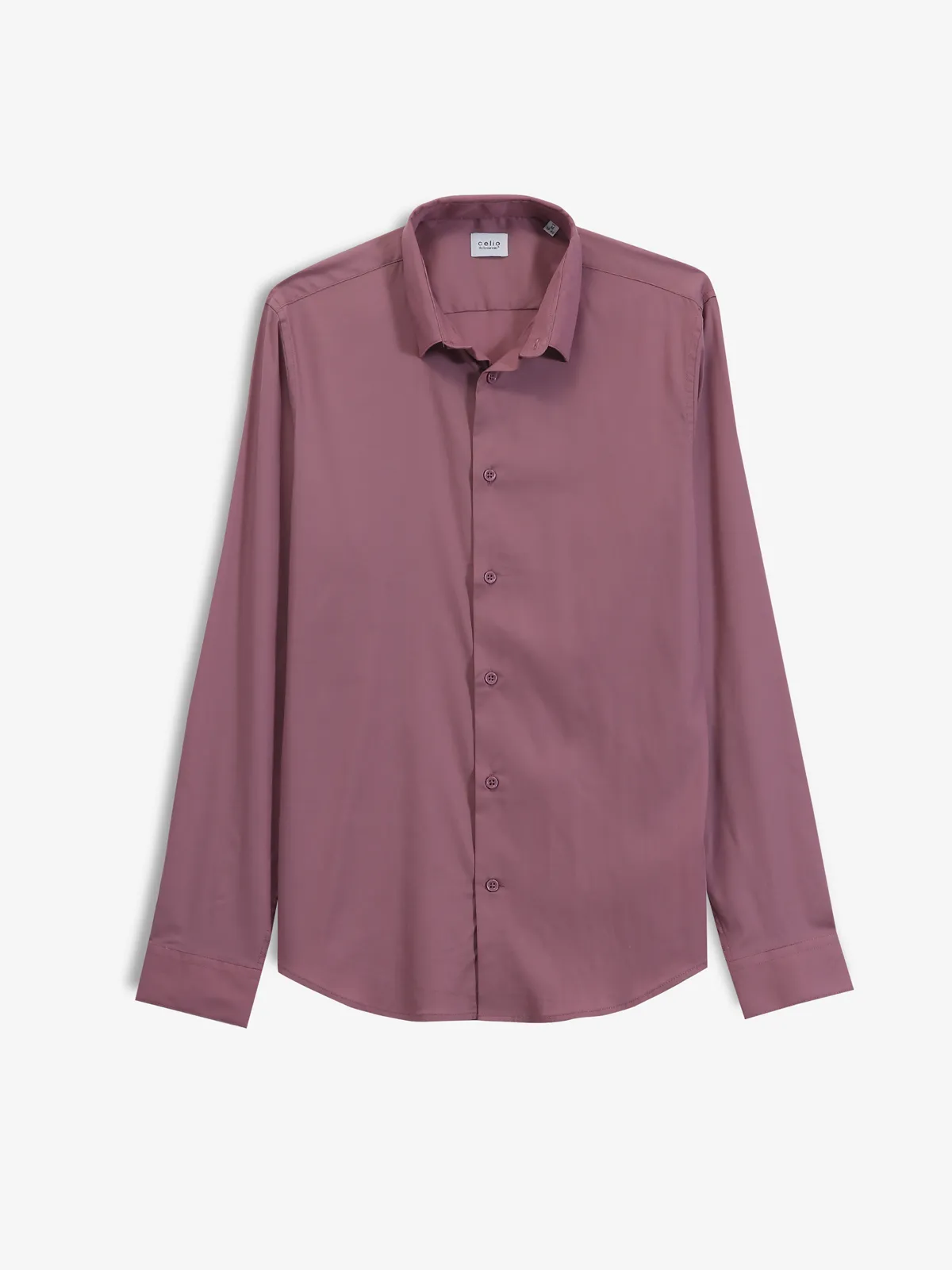 CELIO mauve plain cotton shirt
