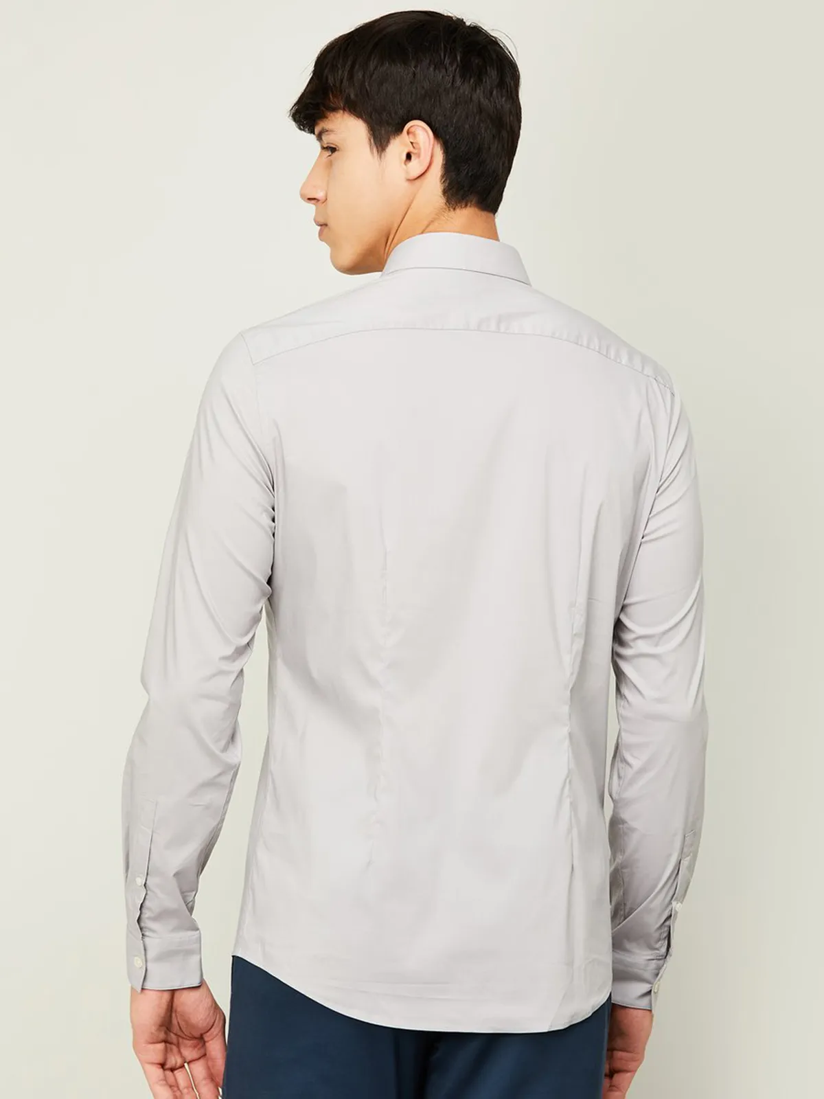 Celio plain light grey cotton shirt