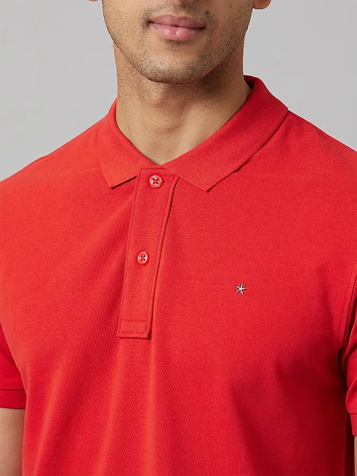Celio red cotton plain t shirt