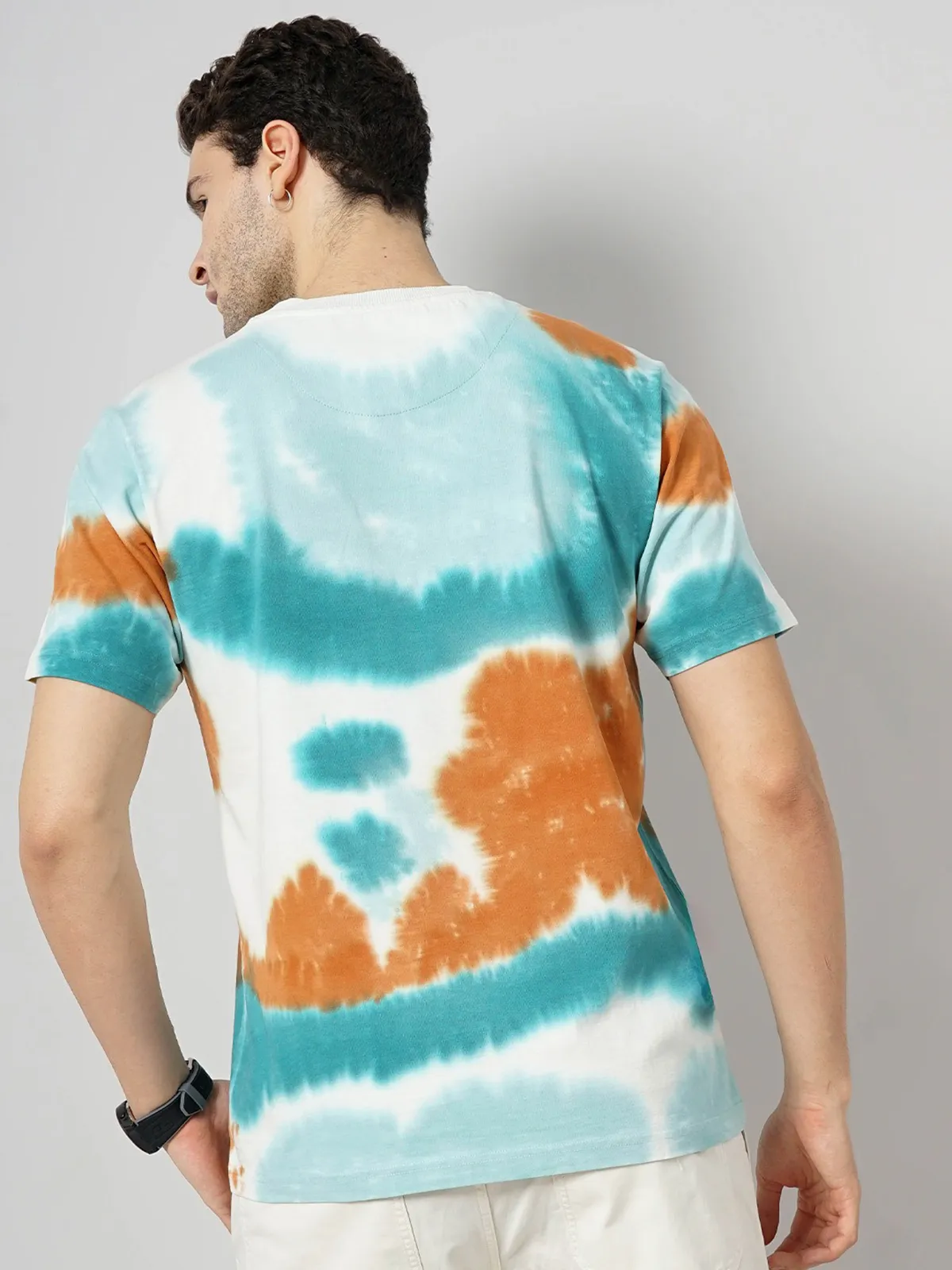 Celio sky blue printed t-shirt