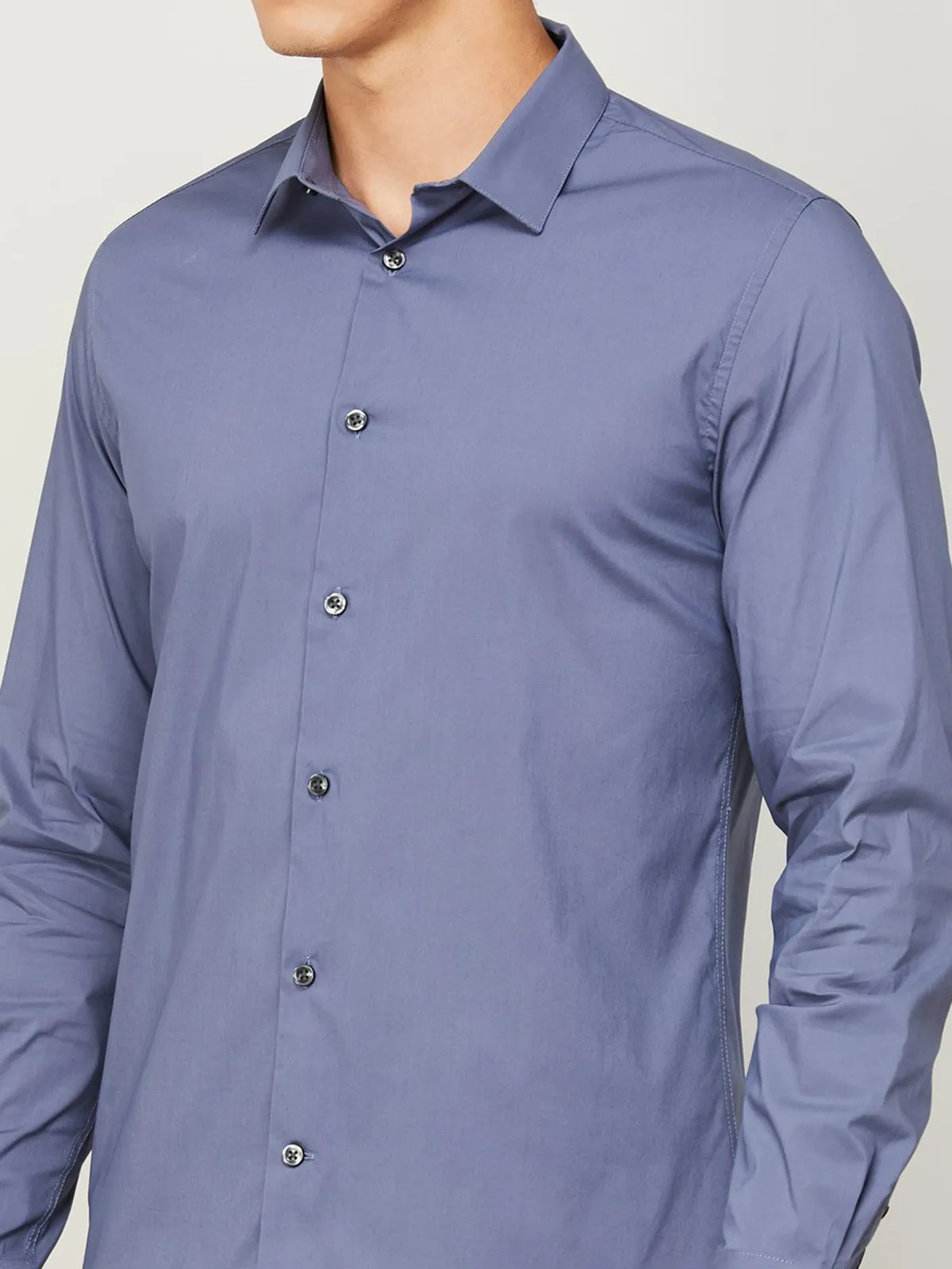 Celio stone blue plain shirt