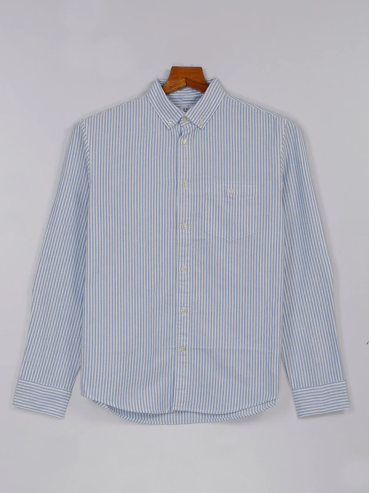 Celio stripe cotton blue shirt in regular fit