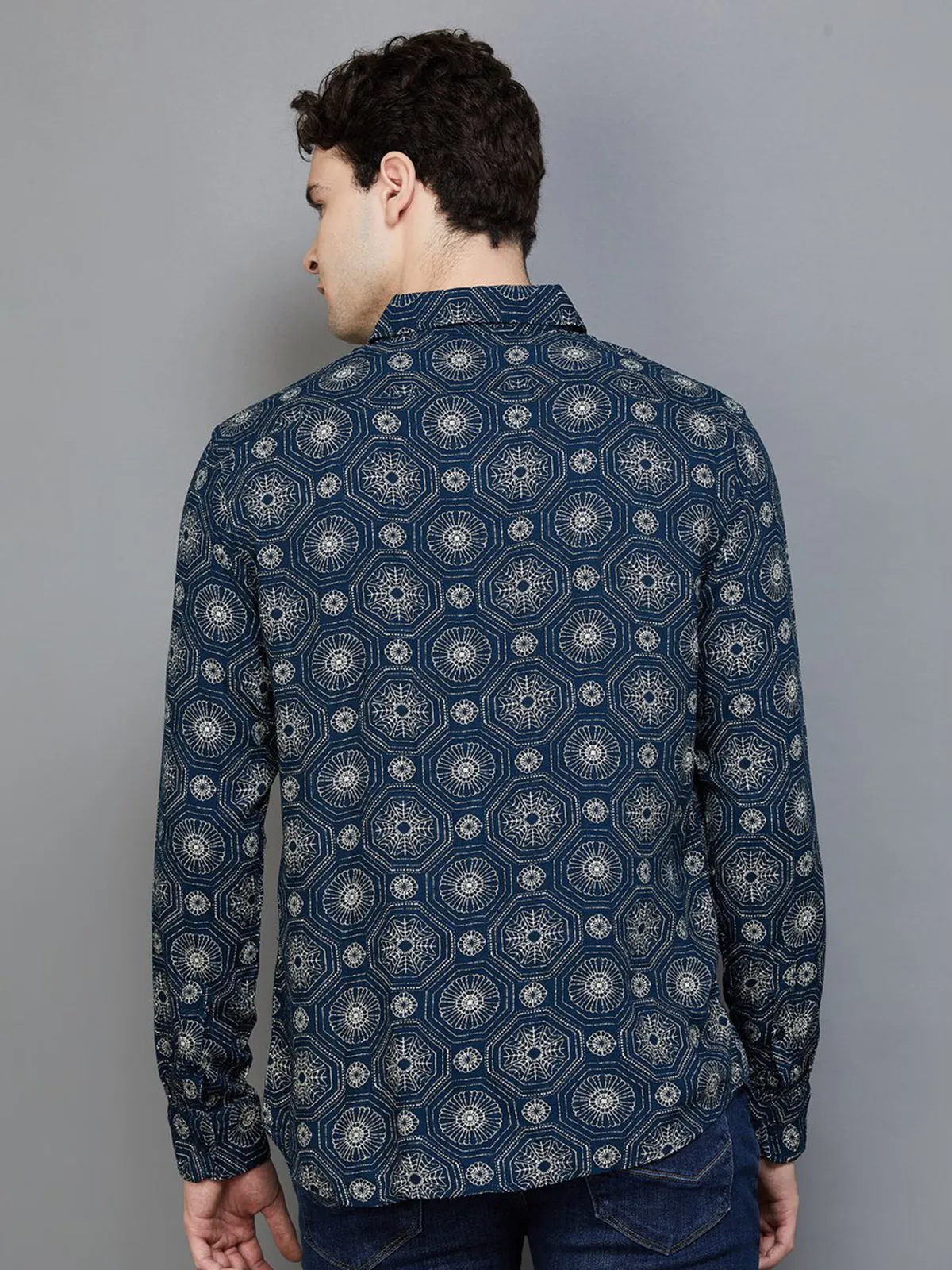 Celio teal blue printed shirt