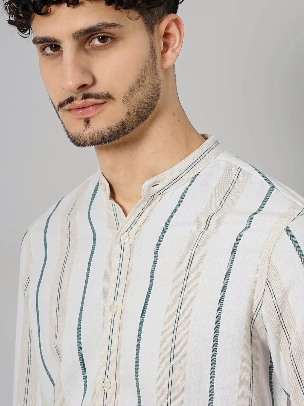 Celio white and blue cotton stripe shirt