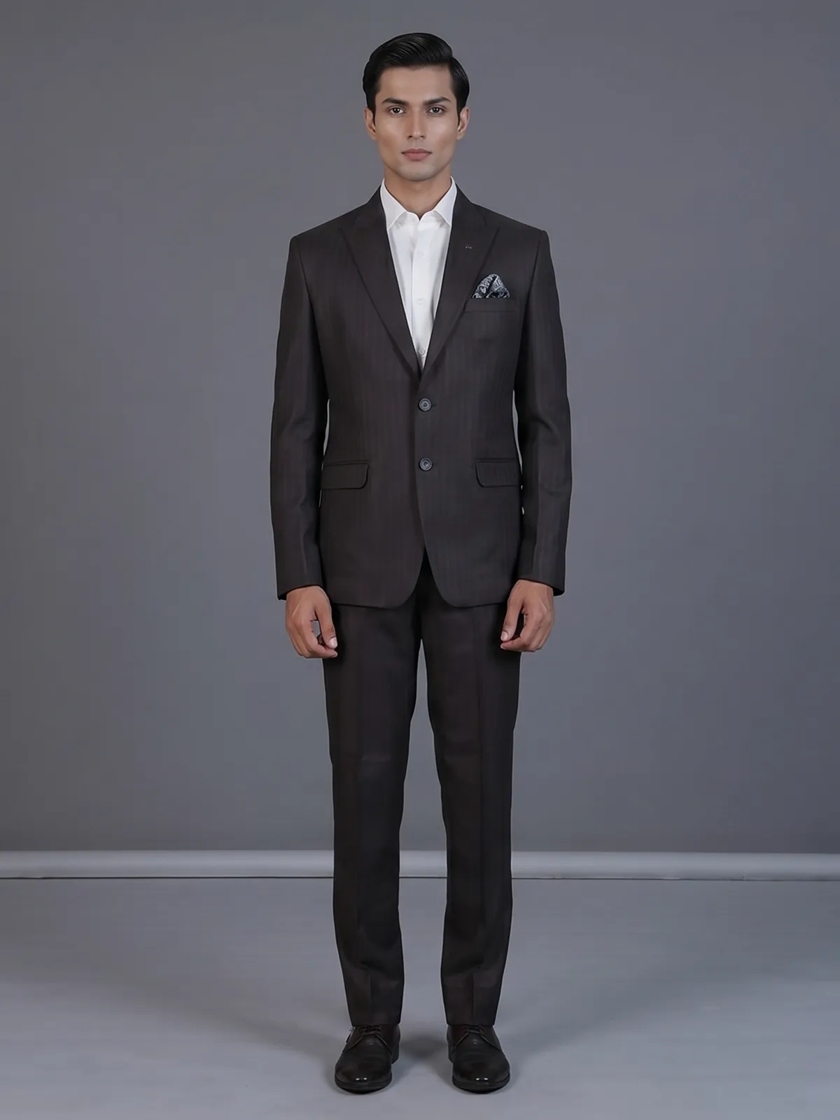 Charcoal black slim fit coat suit with notch lapel