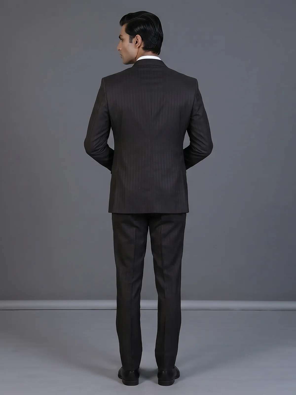 Charcoal black slim fit coat suit with notch lapel