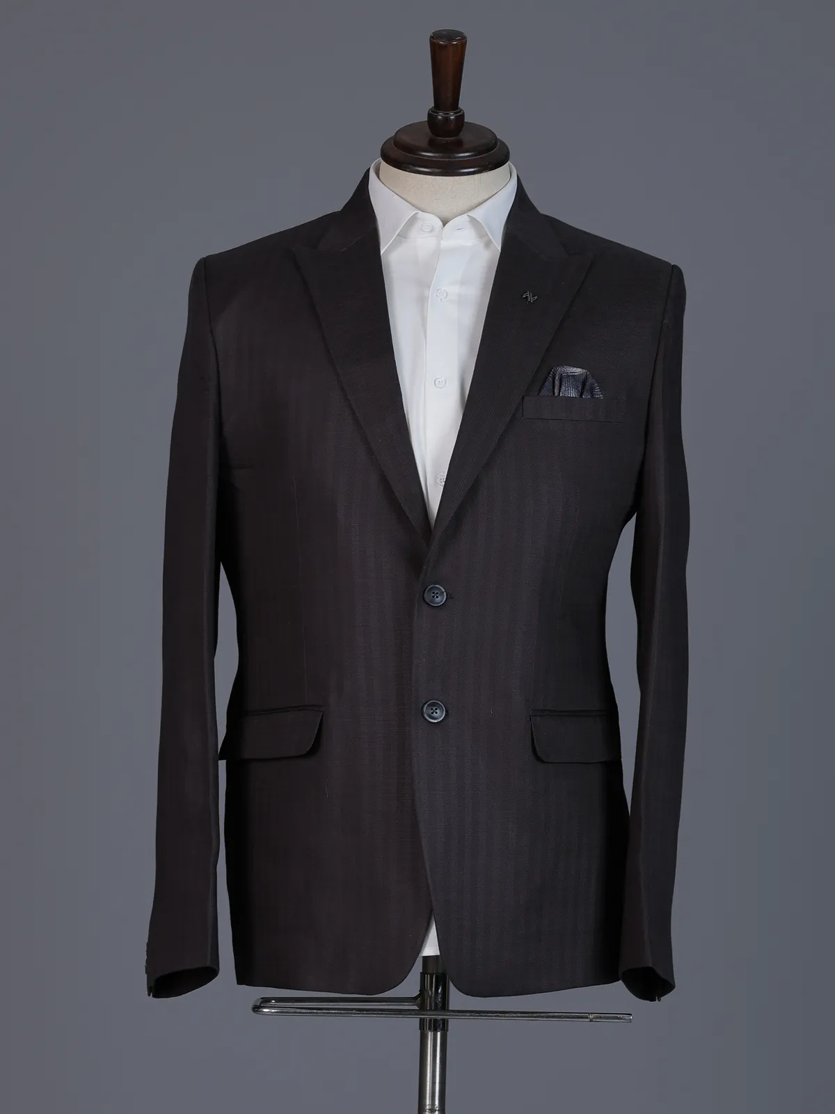Charcoal black slim fit coat suit with notch lapel