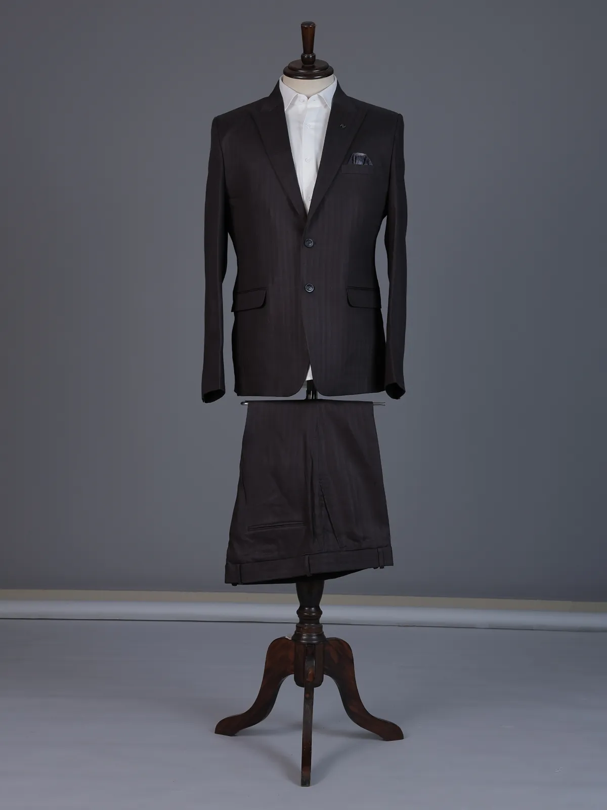 Charcoal black slim fit coat suit with notch lapel