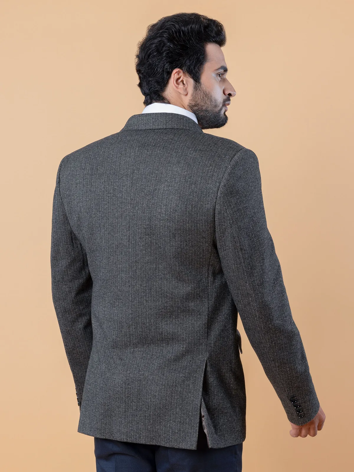 Charcoal grey terry rayon blazer