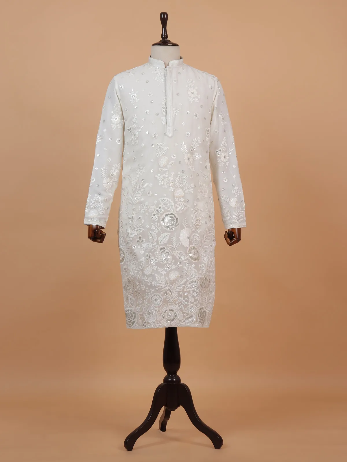 Charming off white cotton kurta suit for men