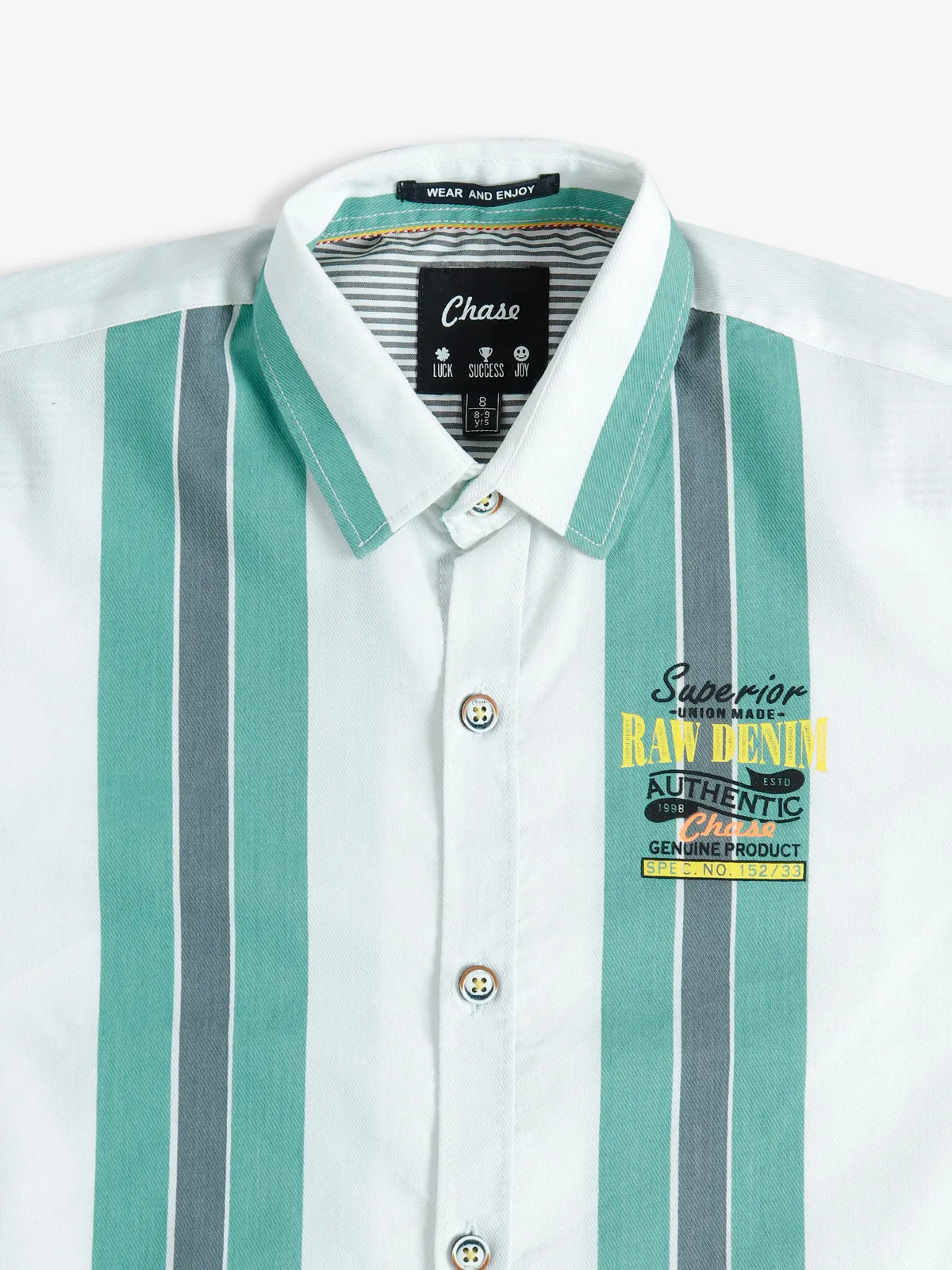 Chase green and white stripe shirt