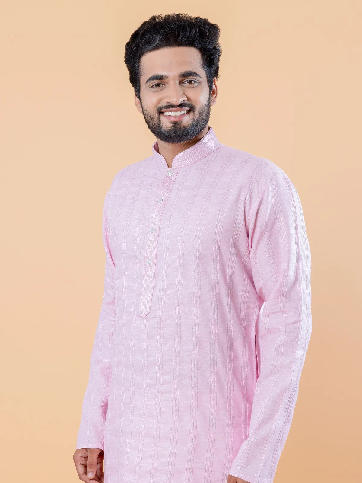 Chic cotton pink kurta suit