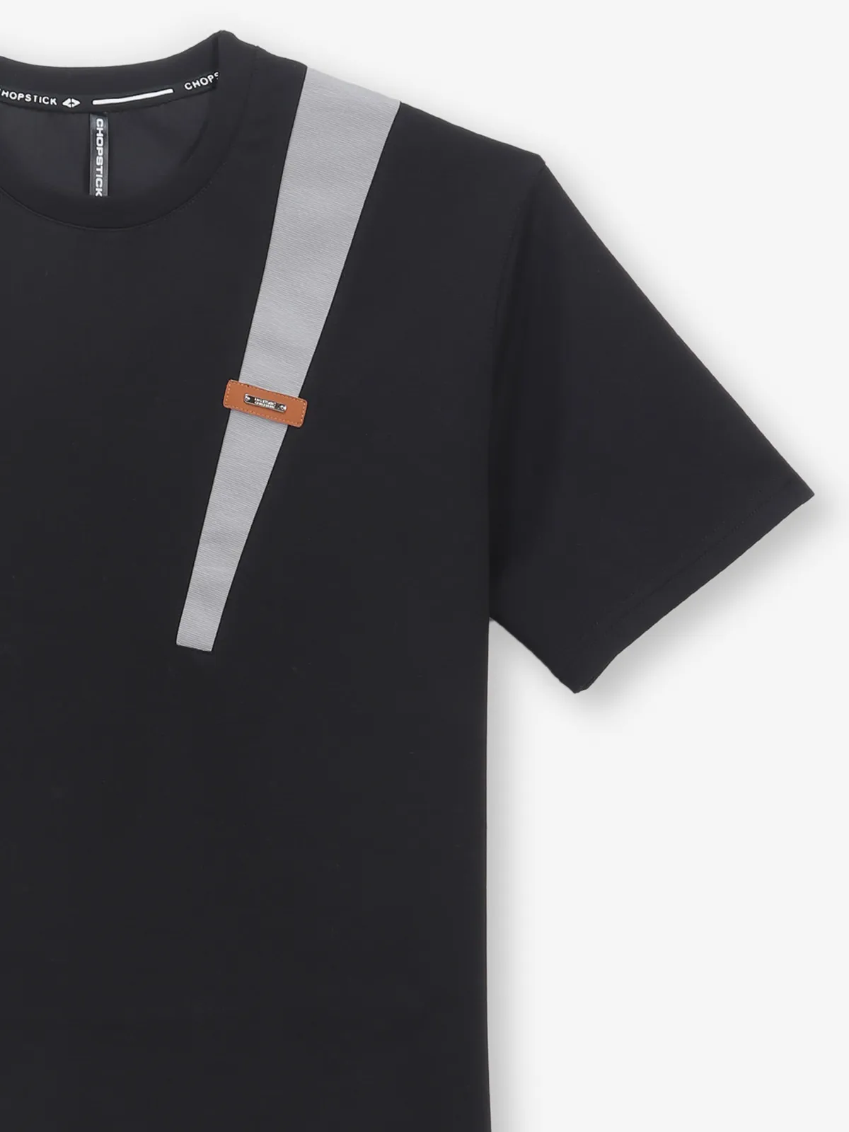 CHOPSTICK black cotton casual slim fit t-shirt