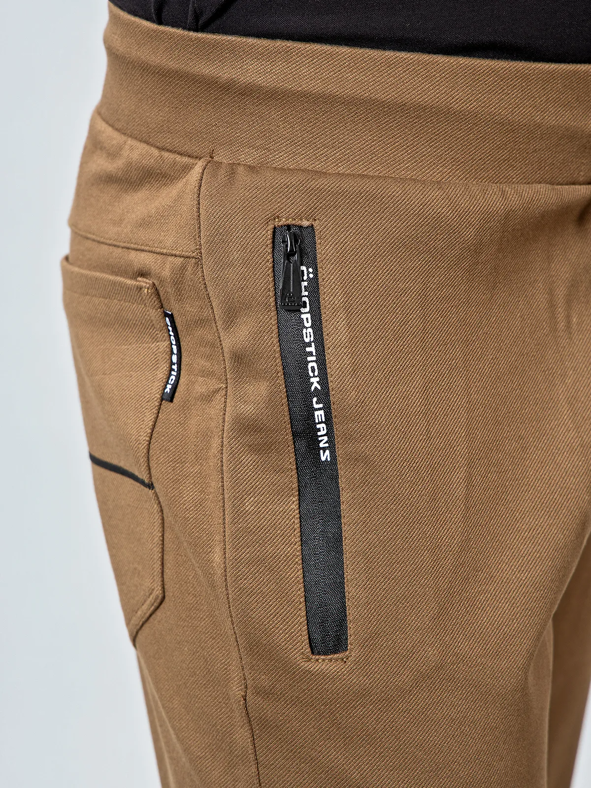 Chopstick brown solid casual cotton shorts